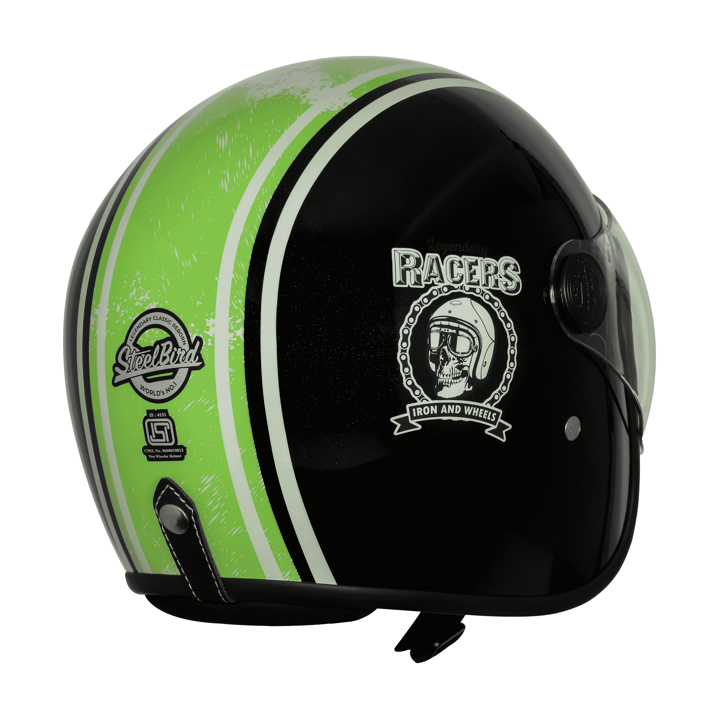SBH-54 VINTAGE RACERS MAT BLACK WITH DARK GREEN